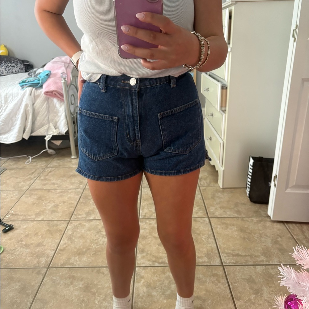 SHEIN Dark Blue High Waist Women's Shorts